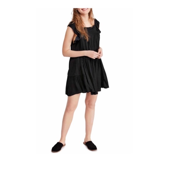 NEW Free People Want Your Love Mini Ruffle Doll Dress Boho Black Size S - Picture 5 of 10